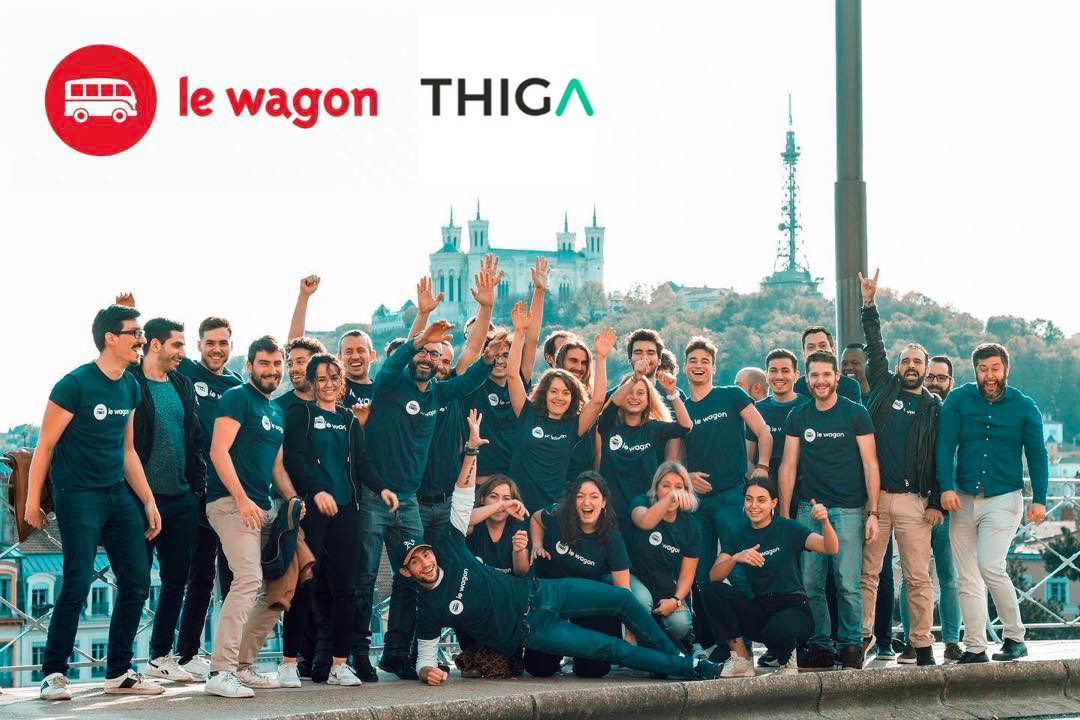 Éric Fossoul et la cohorte Le Wagon & Thiga à Lyon, devant la basilique de Fourvière
